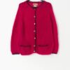 Raspberry pink mohair wool cardigan with shiny buttons - Medium