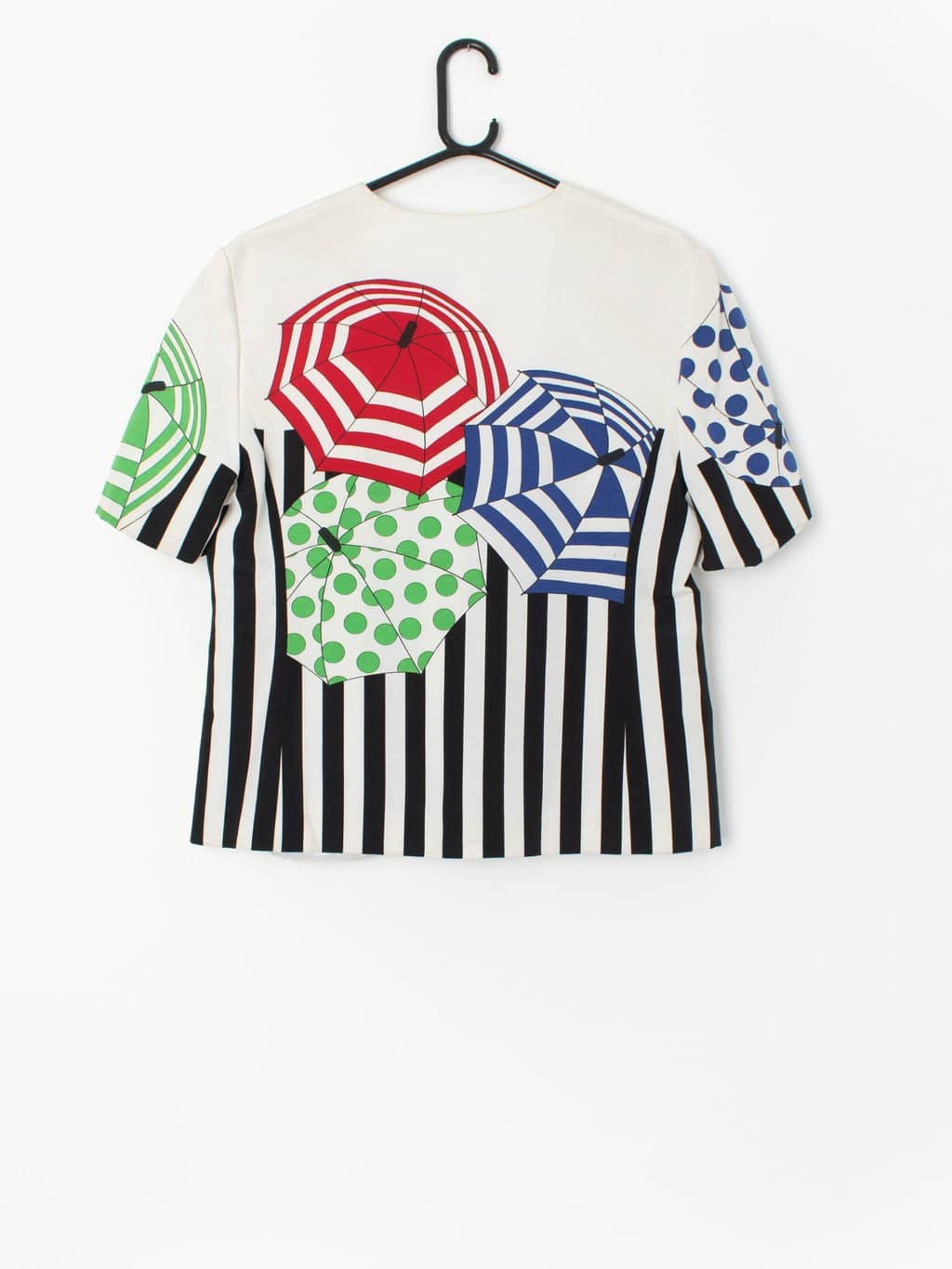 Vintage 80s Louis Feraud jacket with a vibrant umbrella design - Medium/Large