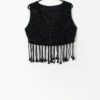 Vintage beaded fringed waistcoat with cord tassels - Medium