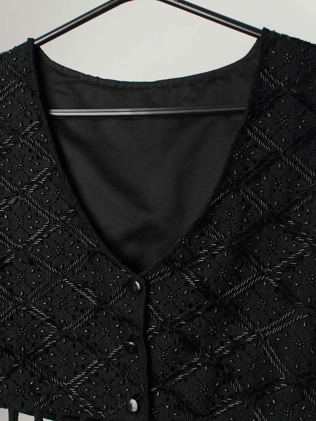 Vintage beaded fringed waistcoat with cord tassels - Medium