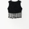 Vintage beaded fringed waistcoat with cord tassels - Medium