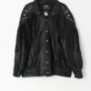 Vintage Black Leather Jacket With Fringe And Jewel Detail Made In The Uk Circa 1980 Large Xl