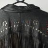 Vintage Black Leather Jacket With Fringe And Jewel Detail Made In The Uk Circa 1980 Large Xl 4