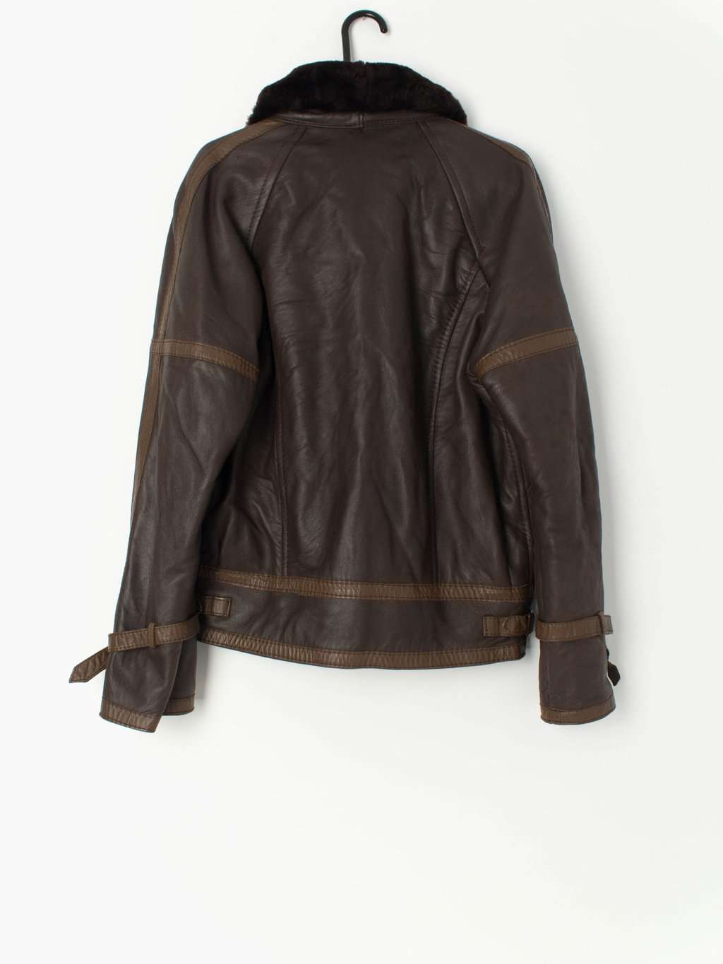Vintage brown leather flying jacket with sheepskin lining - Medium / Large