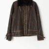 Vintage brown leather flying jacket with sheepskin lining - Medium / Large