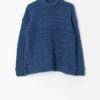Vintage cable knit high neck sweater in blue - Medium