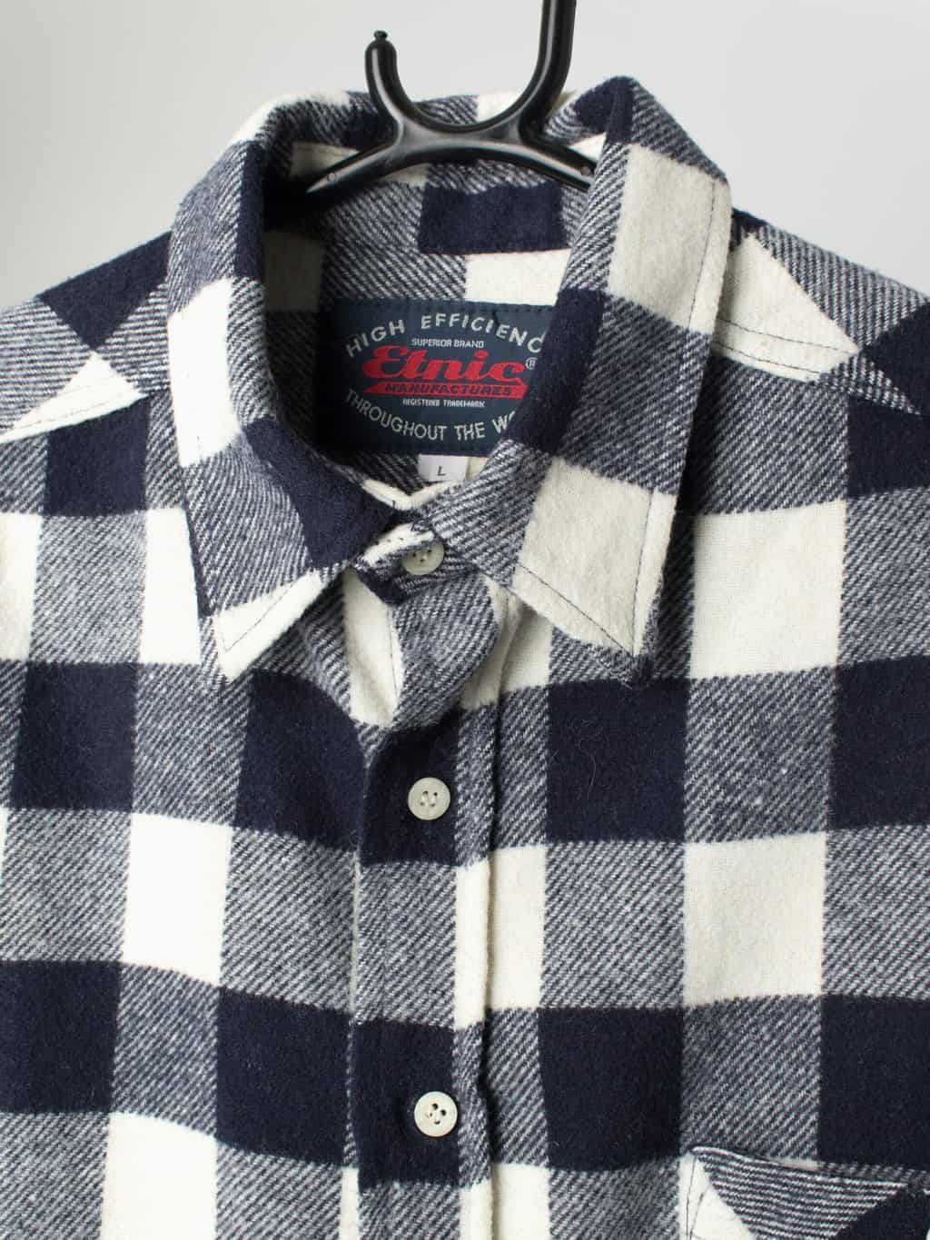 Vintage Check Flannel Shirt In Blue And White Medium 2