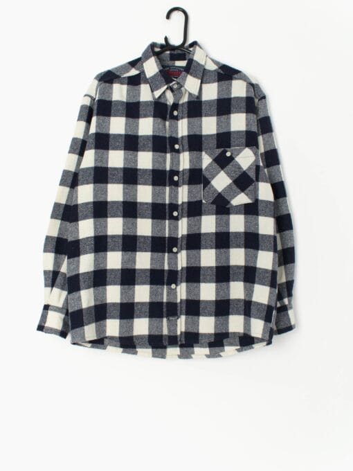 Vintage Check Flannel Shirt In Blue And White Medium