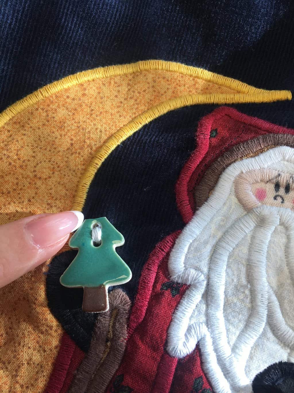 Vintage Christmas cord shirt in navy blue with applique Santa, reindeer and sleigh - Medium