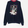 Vintage Christmas sweatshirt with cute snowman and wildlife scene - Medium / Large