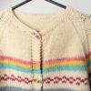 Vintage chunky knit cardigan with striped design - Large