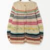 Vintage chunky knit cardigan with striped design - Large
