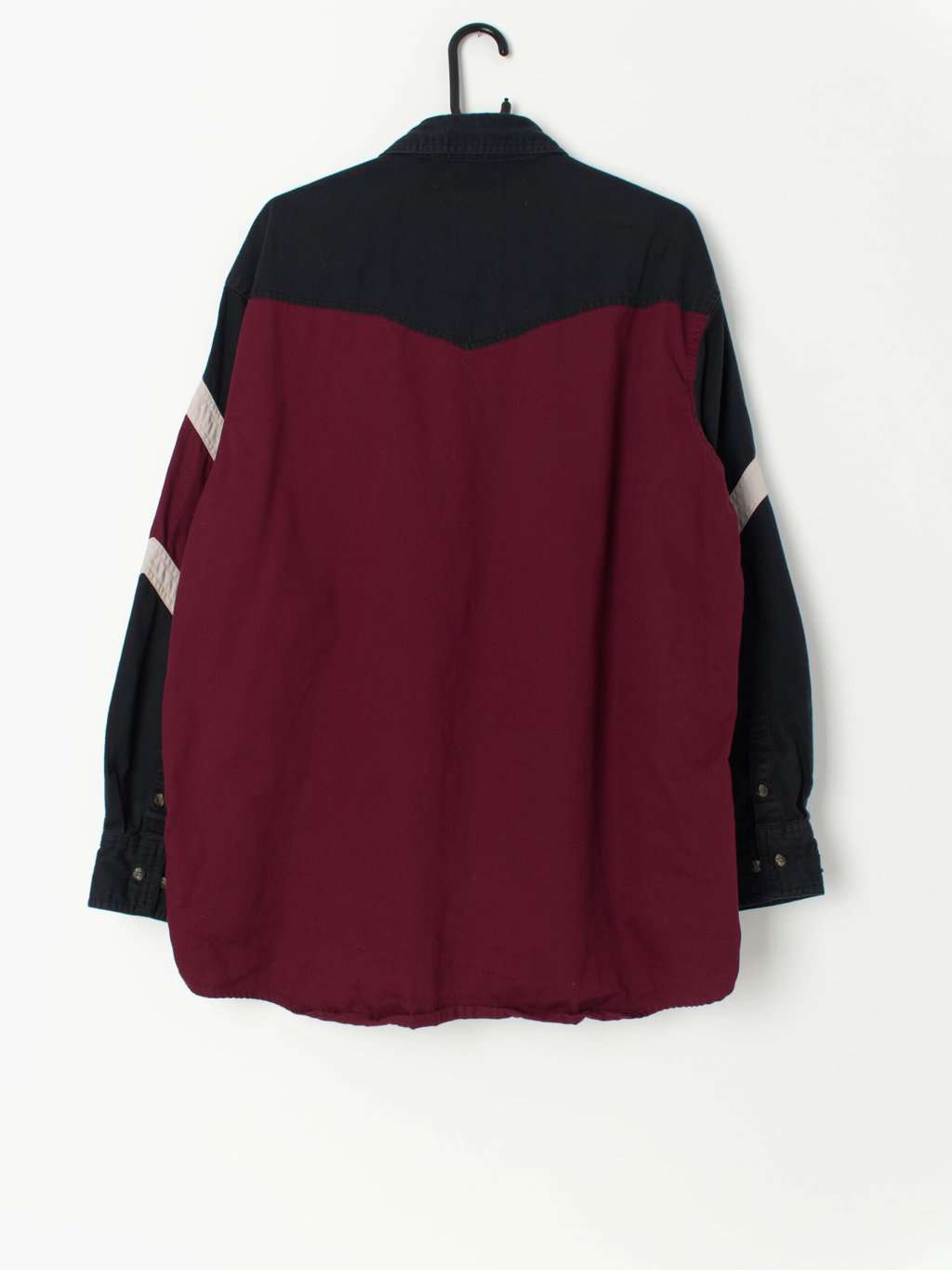 Vintage Colour Block Denim Shirt With Diagonal Stripes Large Xl 3