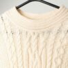 Vintage cream cable knit wool dress, made in Ireland - Small