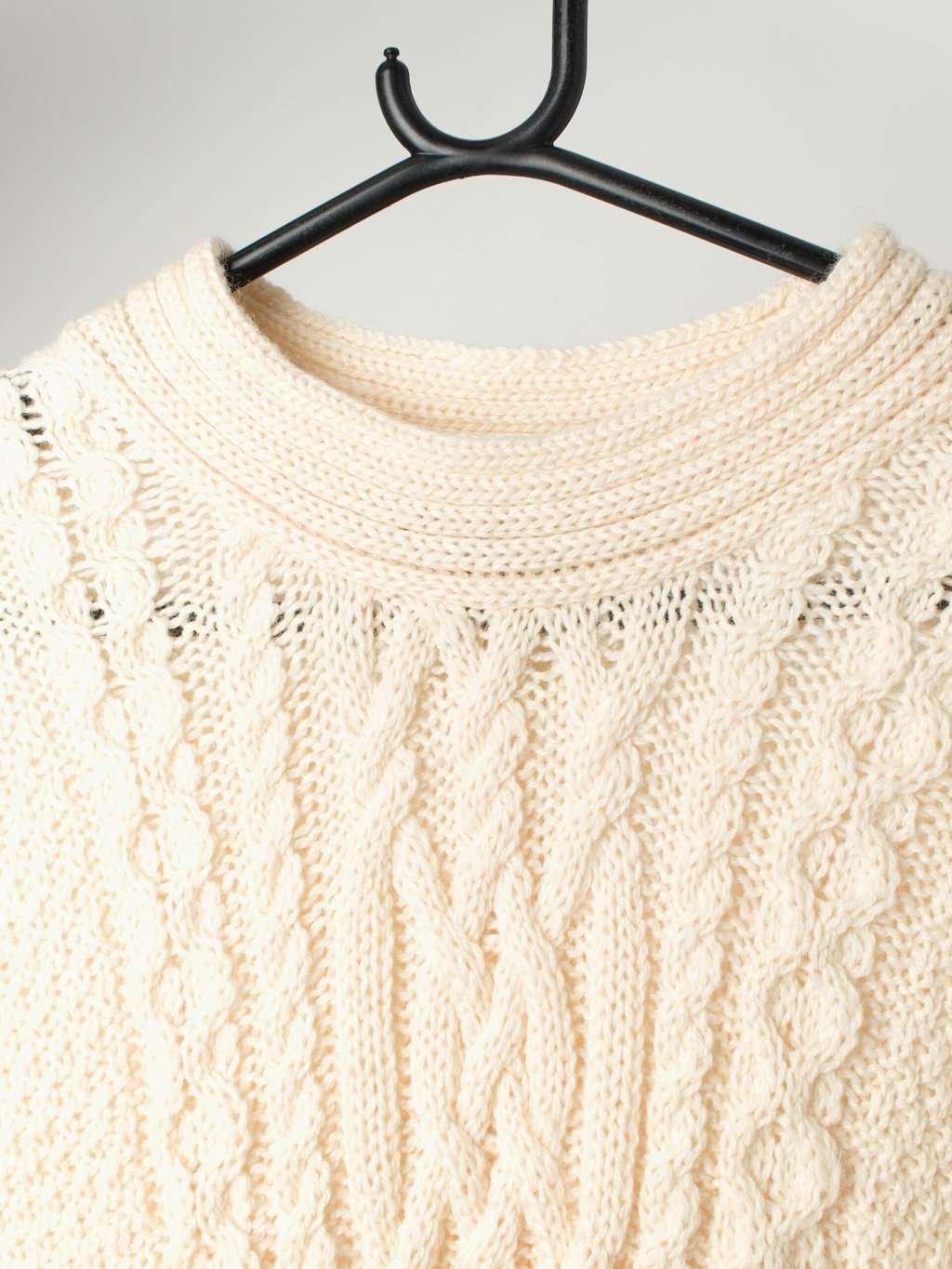 Vintage cream cable knit wool dress, made in Ireland - Small