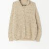 Vintage cream marl cardigan, hand-knitted with collar - Large