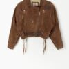 Vintage Cropped Tan Leather Jacket With Belt By Leather Sound Small Medium