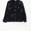 Vintage denim jacket with vibrant florals - Medium