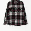 Vintage fleece plaid flannel shirt in black, red and white - Large