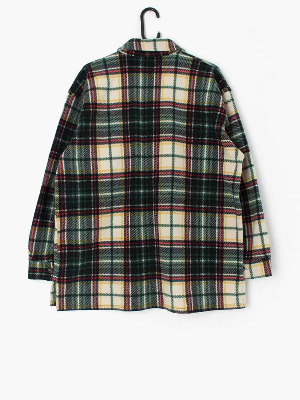 Vintage fleece plaid flannel shirt in green, red and blue - Large / XL