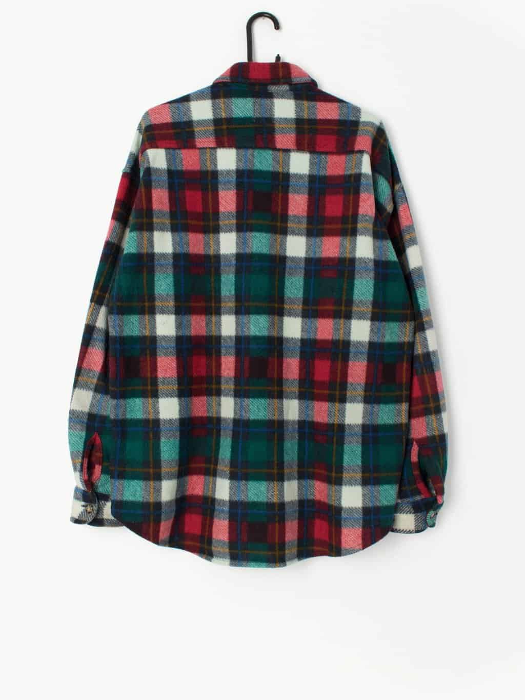 Vintage Fleece Plaid Over Shirt In Red Blue And Green Xl 3