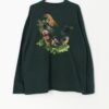 Vintage forest green sweatshirt with bird graphics, 90s - XL