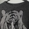 Vintage Grey Jumper With Large Silver Tiger Design Medium 2