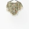 Vintage handmade cape with interesting print in muted tones and lace trim - One Size