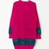 Vintage hot pink sweater dress with floral design - Medium