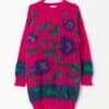 Vintage hot pink sweater dress with floral design - Medium