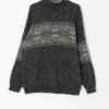 Vintage Icelandic wool jumper with quarter zip in grey - Large