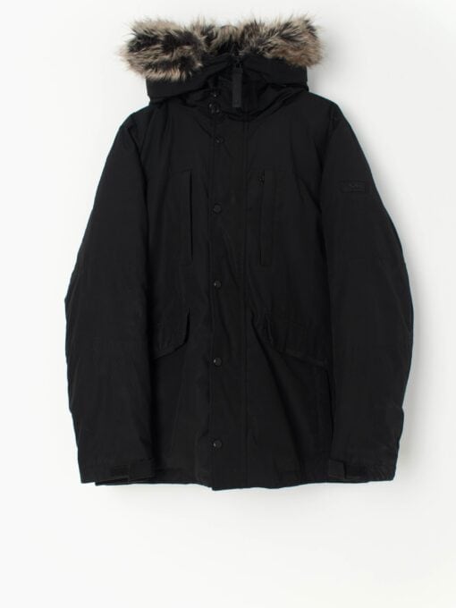 Vintage Michael Kors Black Coat With Faux Fur Trimmed Hood Medium Large