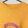 Vintage mustard yellow sweatshirt with bright baseball themed embroidery, mens - Large