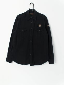 Vintage Napapijri Geographic black long sleeve overshirt - Medium