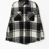 Vintage Plaid Flannel Shirt In Black Brown And White Xl