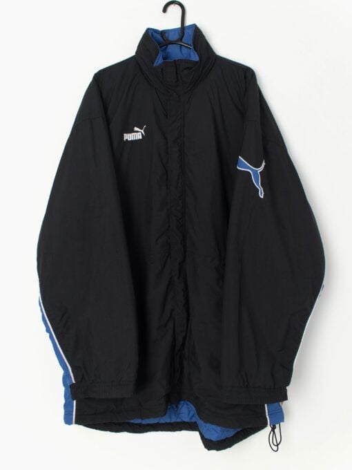 Vintage Puma black and blue padded coat, 90s - XXL