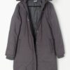 Vintage Reebok Long Grey Puffer Coat With Hood Large 4