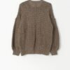 Vintage scallop knit cardigan in grey beige - Medium
