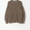 Vintage scallop knit cardigan in grey beige - Medium