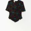 Vintage sequin top in black with floral pattern by Laurence Kazar - Medium