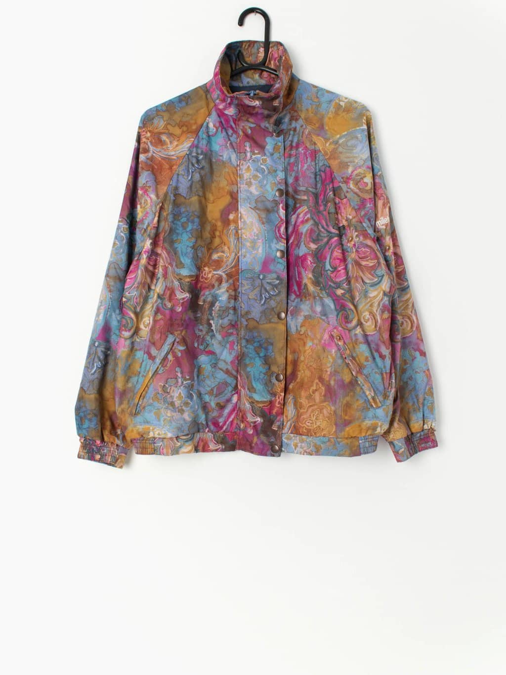 Vintage Shell Jacket With Colourful Pattern Made In England Medium Large