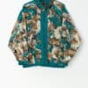 Vintage shell jacket with maps and cherubs in teal blue - Medium