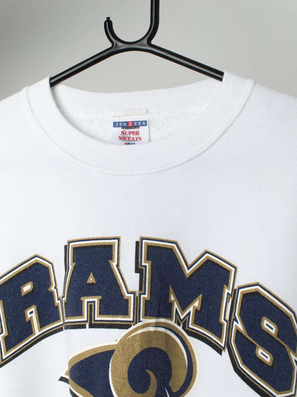 Vintage St. Louis Rams American Football white sweatshirt, made in USA - Large / XL