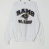 Vintage St. Louis Rams American Football white sweatshirt, made in USA - Large / XL