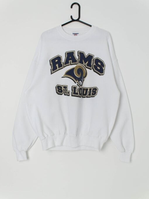 Vintage St. Louis Rams American Football white sweatshirt, made in USA - Large / XL