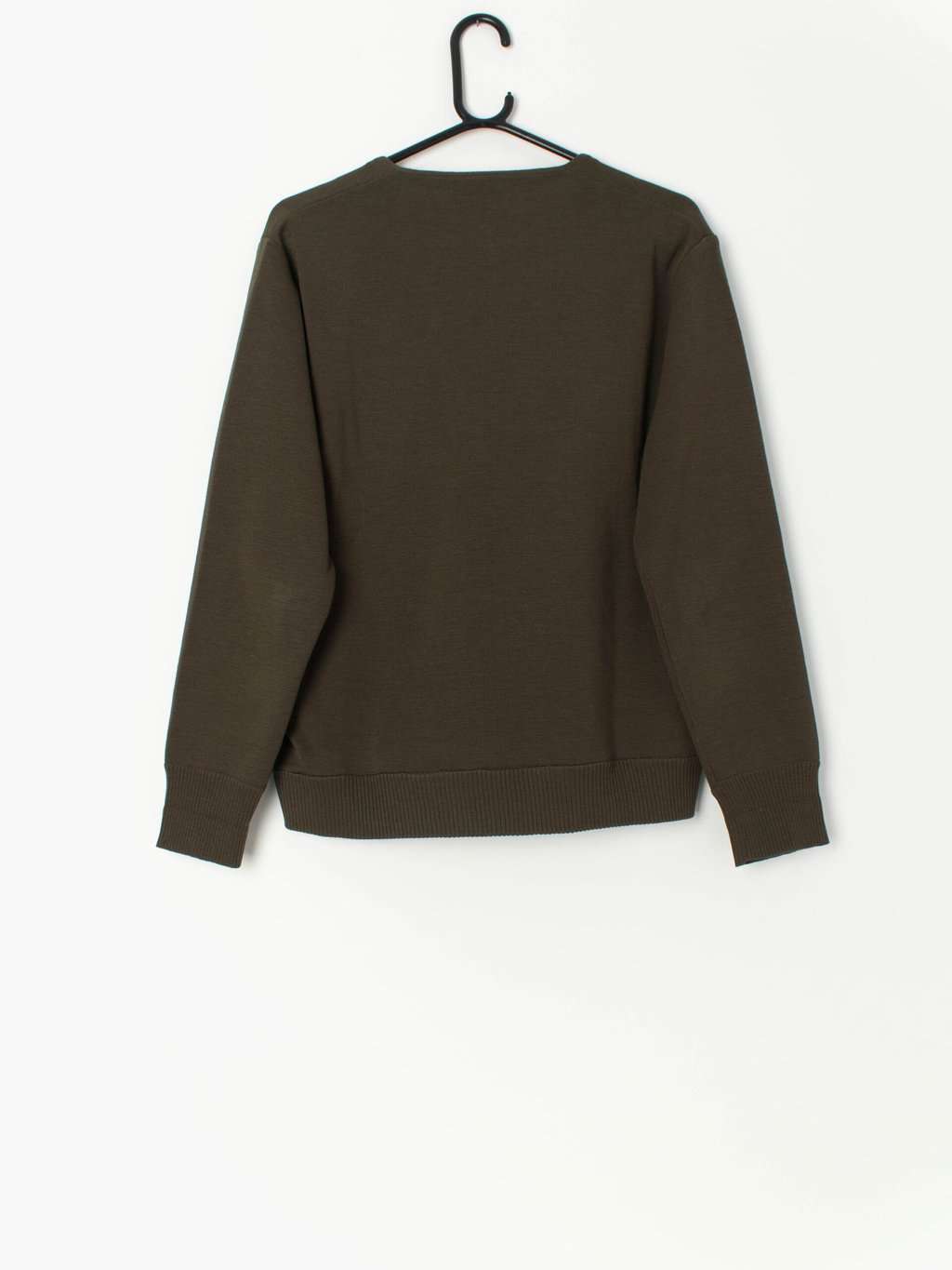 Vintage Suede Panel Jumper In Olive Green And Brown Medium Large 3