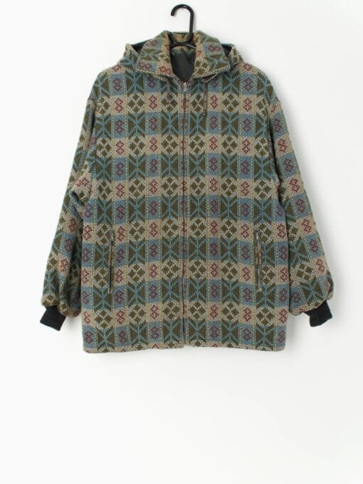 Vintage Tapestry Jacket With Geometric Pattern Circa 1960 Medium Large