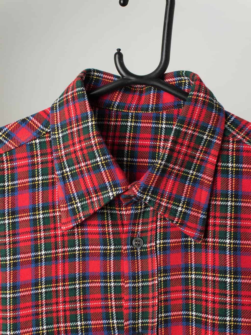 Vintage Tartan Flannel Shirt In Red Blue And Green Medium Large 2