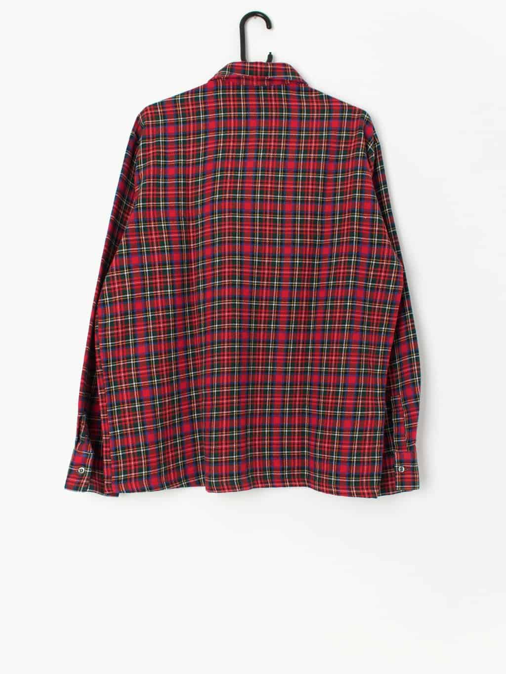 Vintage Tartan Flannel Shirt In Red Blue And Green Medium Large 3