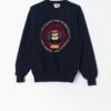 Vintage thanksgiving sweatshirt with large funky turkey design in navy blue - Small